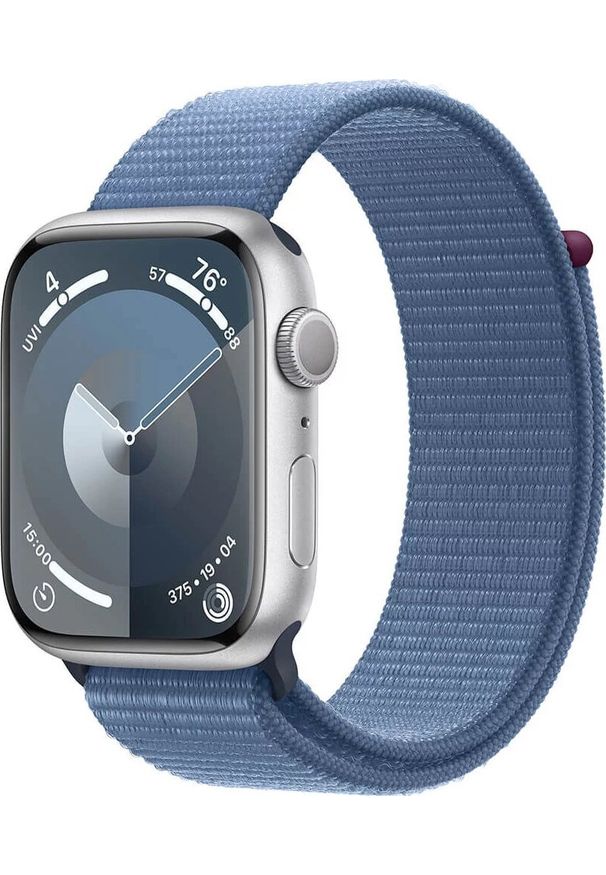 APPLE - Smartwatch Apple Watch 9 45mm GPS Silver Alu Sport Loop Niebieski (MR9F3QP/A). Rodzaj zegarka: smartwatch. Kolor: niebieski. Styl: sportowy
