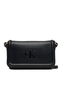 Calvin Klein Torebka Bold Ck Flap Crossbody LV04F1027G Czarny. Kolor: czarny. Materiał: skórzane