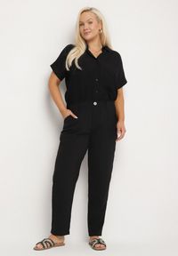 Born2be - Czarne Spodnie o Prostym Kroju z Gumką w Talii Filavia. Okazja: na co dzień. Kolor: czarny. Styl: sportowy, elegancki, casual #4
