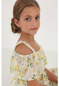 Mayoral sukienka dziecięca kolor biały mini rozkloszowana. Kolor: biały. Typ sukienki: rozkloszowane. Długość: mini #5