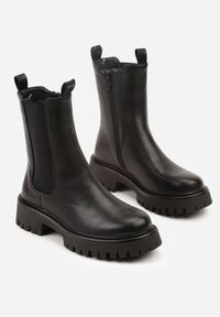 Born2be - Czarne Botki Sztyblety z Wysoką Cholewką Radvira. Okazja: na co dzień. Wysokość cholewki: przed kolano. Kolor: czarny. Materiał: jeans, dzianina. Szerokość cholewki: normalna. Styl: casual #6