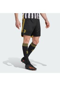 Spodenki do piłki nożnej męskie Adidas Juventus 23/24 Home Shorts. Kolor: wielokolorowy, żółty, czarny. Materiał: materiał