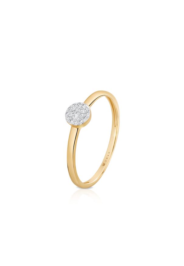 W.KRUK - Pierścionek złoty z diamentami. Materiał: złote. Kolor: złoty. Wzór: aplikacja. Kamień szlachetny: diament