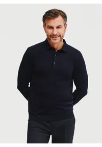 Pako Lorente - PAKO LORENTE – Sweter polo w kolorze granatowym. Okazja: na co dzień. Typ kołnierza: polo. Kolor: niebieski, czarny. Materiał: wiskoza, poliester. Sezon: wiosna. Styl: casual #5