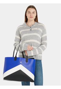 TOMMY HILFIGER - Tommy Hilfiger Torebka Iconic Tommy Tote Chevron AW0AW15204 Niebieski. Kolor: niebieski #2