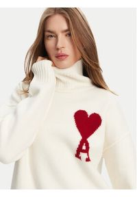 AMI PARIS Golf BFUKS406.018 Écru Relaxed Fit. Typ kołnierza: golf. Materiał: wełna #5