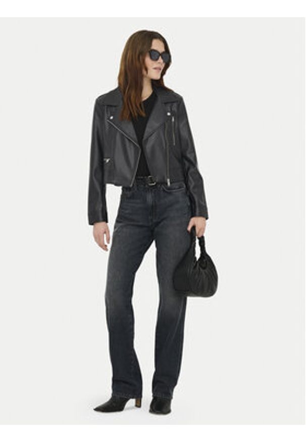 only - ONLY Kurtka z imitacji skóry Carmen 15361396 Czarny Regular Fit. Typ kołnierza: typu carmen. Kolor: czarny. Materiał: skóra