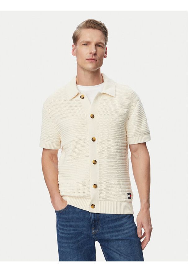 Tommy Jeans Koszula Crochet DM0DM23373 Beżowy jasny Regular Fit. Kolor: beżowy. Materiał: syntetyk