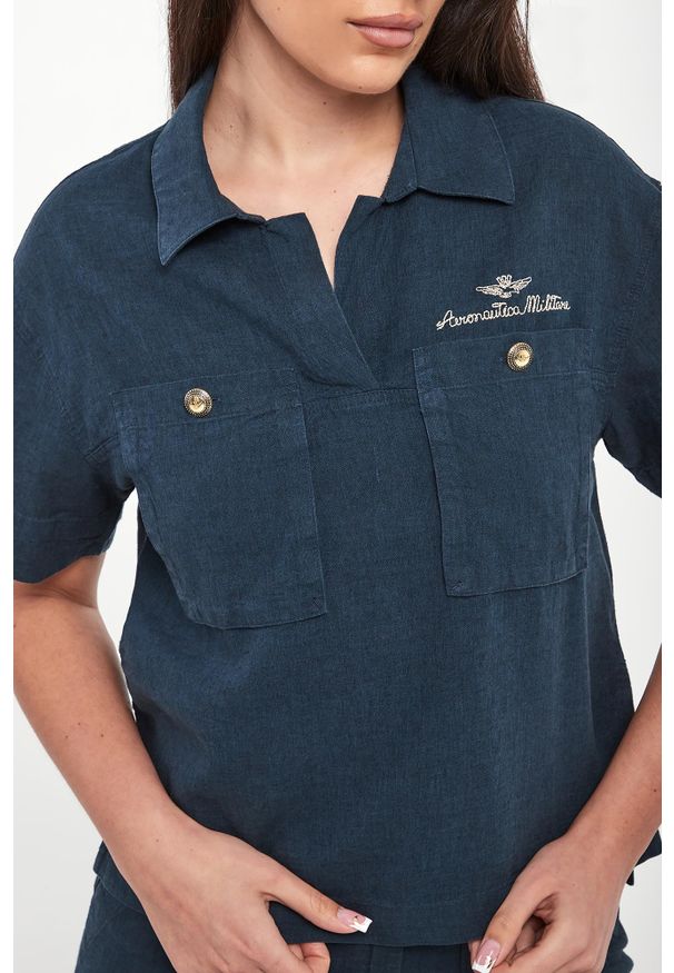 Aeronautica Militare - Koszula damska z krótkim rękawem AERONAUTICA MILITARE. Długość rękawa: krótki rękaw. Długość: krótkie