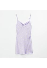 House - Satynowa sukienka na ramiączkach - Fioletowy. Kolor: fioletowy. Materiał: satyna. Długość rękawa: na ramiączkach