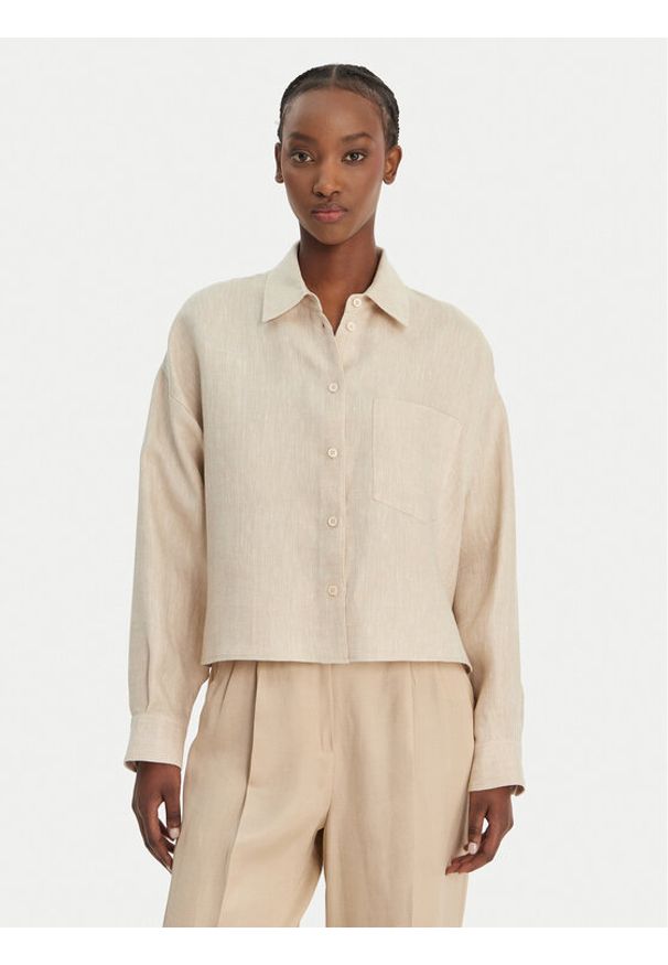 Weekend Max Mara Koszula Capo 2615041022 Beżowy Regular Fit. Kolor: beżowy. Materiał: len