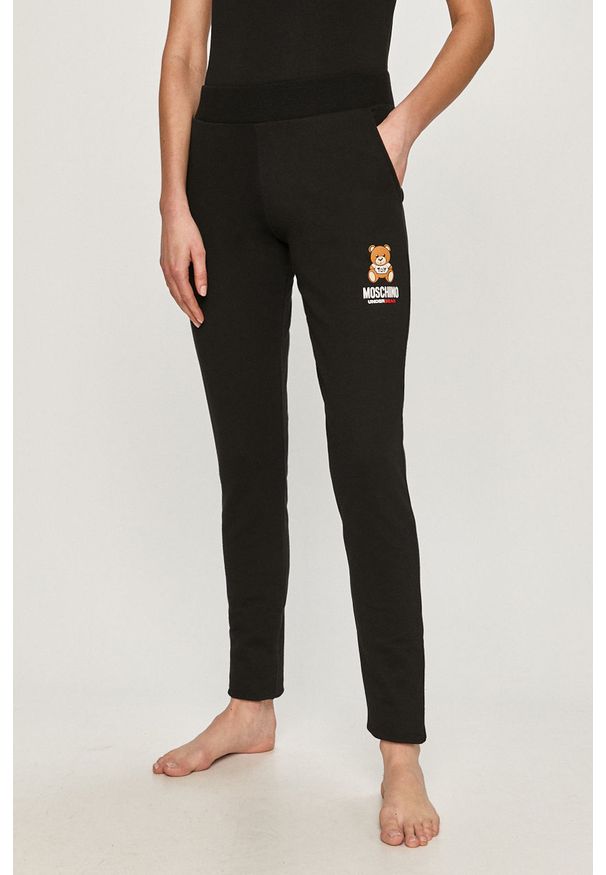 Moschino Underwear - Spodnie. Kolor: czarny. Materiał: bawełna, dzianina, elastan. Wzór: nadruk