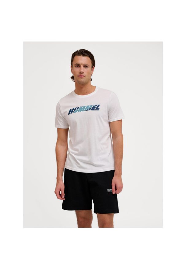Koszulka z logo Hummel Graphic. Kolor: biały. Materiał: bawełna. Sport: fitness, piłka nożna