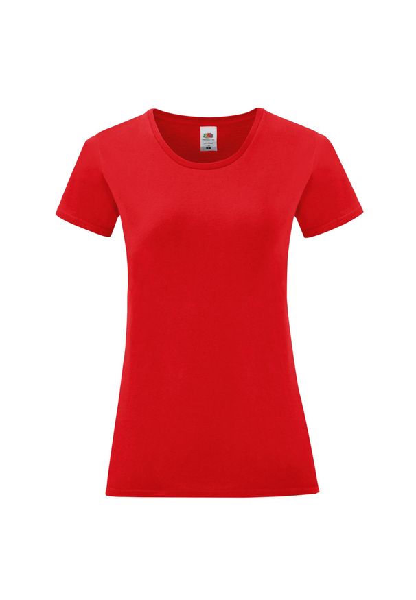 FRUIT OF THE LOOM - Koszulka Damska Iconic 150. Kolor: czerwony. Sport: turystyka piesza