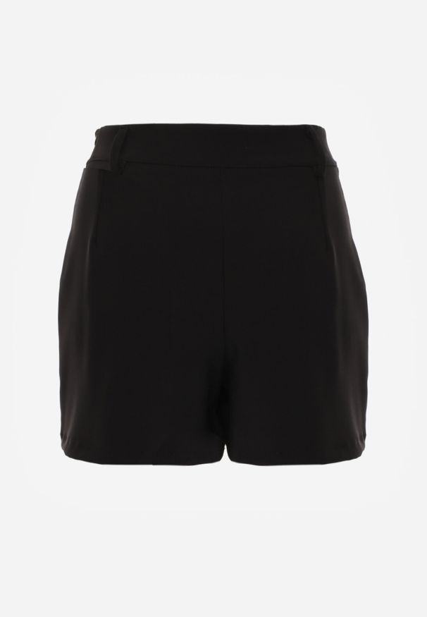 Born2be - Czarne Eleganckie Spódnico-Szorty z Wysokim Stanem o Asymetrycznym Kroju Tinalina. Okazja: na imprezę, do pracy, na co dzień. Stan: podwyższony. Kolor: czarny. Długość: krótkie. Styl: elegancki