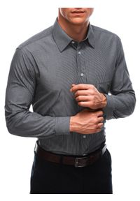 Ombre Clothing - Koszula męska z długim rękawem K663 - grafitowa - 38/170-176. Kolor: szary. Materiał: bawełna, elastan. Długość rękawa: długi rękaw. Długość: długie #3