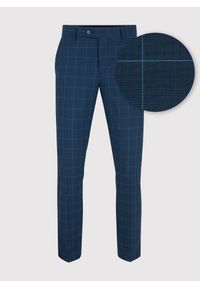 Pako Lorente - PAKO LORENTE – Męskie spodnie garniturowe w kolorze granatowym w niebieską kratkę. Kolor: niebieski. Materiał: poliester, wiskoza, elastan. Wzór: kratka #1