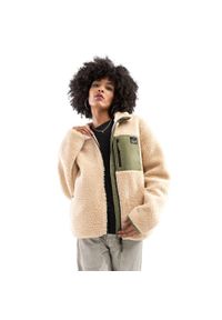 SIROKO - Kurtka polarowa do sportów zimowych damska Sherpa. Kolor: beżowy, wielokolorowy, zielony. Materiał: polar. Sezon: zima #1