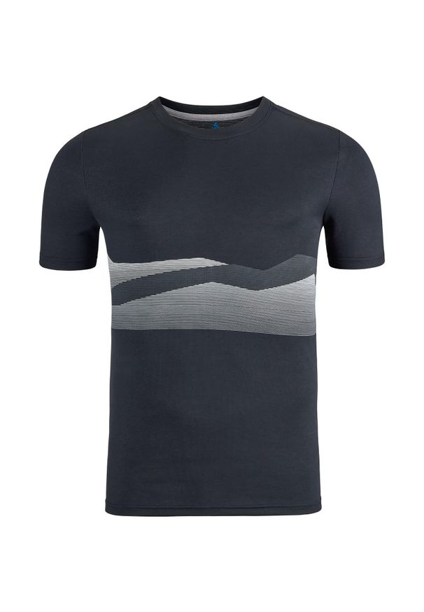 Koszulka tech. męska Odlo T-shirt crew neck s/s F-DRY RIDGELINE. Kolor: czarny, szary, wielokolorowy. Sport: turystyka piesza