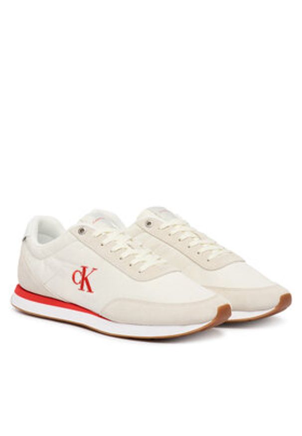 Calvin Klein Jeans Sneakersy Retro Runner Ess Mix Mat YM0YM01361 Beżowy. Kolor: beżowy. Materiał: materiał