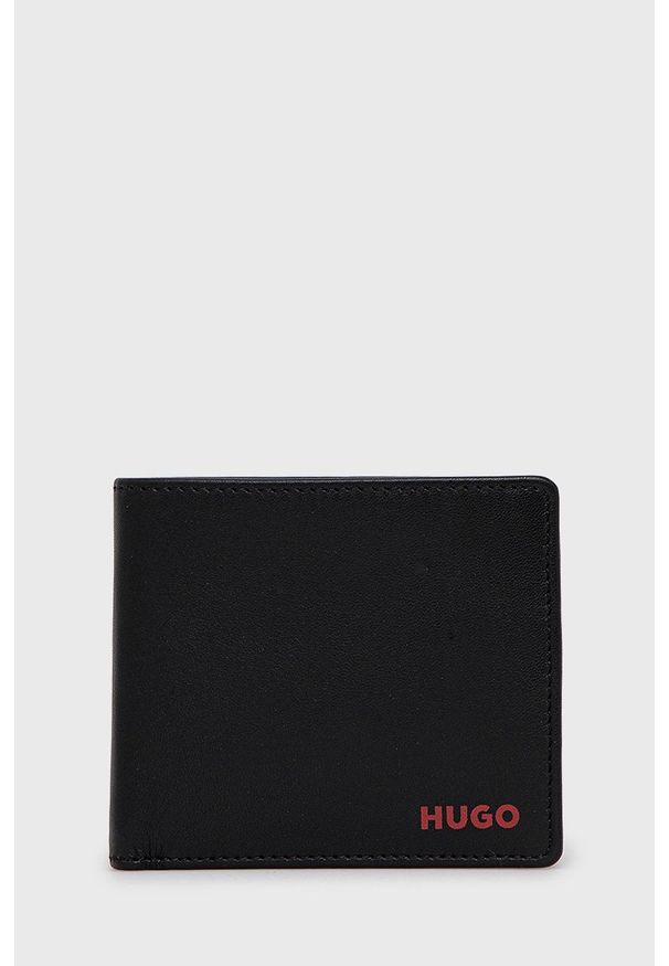 Hugo - HUGO portfel skórzany 50470755 męski kolor czarny. Kolor: czarny. Materiał: skóra