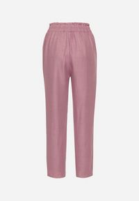 Born2be - Jasnofioletowe Spodnie z Wysokim Stanem i Gumką w Talii Savisse. Okazja: na co dzień. Stan: podwyższony. Kolor: fioletowy. Styl: elegancki, casual #7