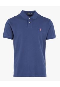 Ralph Lauren - RALPH LAUREN - Niebieska koszulka polo z haftowanym logo. Typ kołnierza: polo. Kolor: niebieski. Materiał: tkanina, bawełna. Długość rękawa: krótki rękaw. Wzór: haft