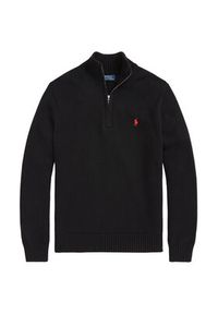 Polo Ralph Lauren Sweter 710859939003 Czarny Regular Fit. Typ kołnierza: polo. Kolor: czarny. Materiał: bawełna
