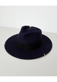 RUSLAN BAGINSKIY - Granatowy kapelusz z filcu. Kolor: niebieski. Wzór: aplikacja. Styl: klasyczny, sportowy, elegancki #4