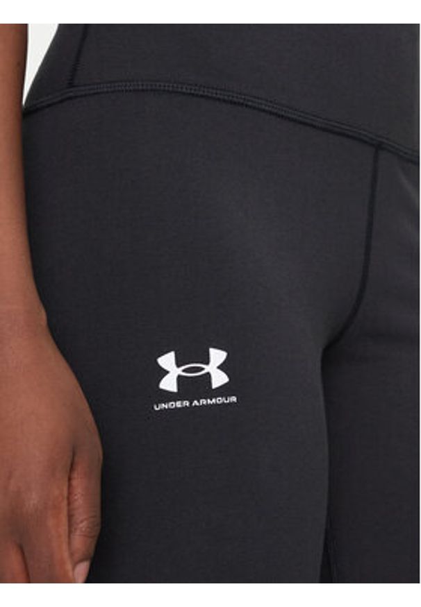 Under Armour Legginsy Rival 1386482 Czarny Slim Fit. Kolor: czarny. Materiał: bawełna