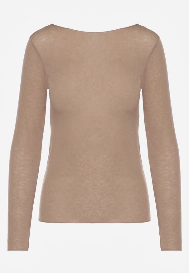 Renee - Beżowa Bluzka Longsleeve z Wiskozy i Kaszmiru Unelle. Kolor: beżowy. Materiał: wiskoza, kaszmir. Długość rękawa: długi rękaw. Styl: klasyczny