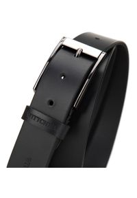 Wittchen - Męski pasek skórzany z dwukolorową klamrą czarny. Kolor: czarny. Materiał: skóra. Wzór: napisy. Styl: casual #2