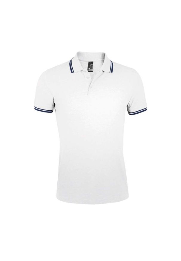 SOL'S - Męska Koszulka Polo Pasadena. Typ kołnierza: polo. Kolor: niebieski, wielokolorowy, biały