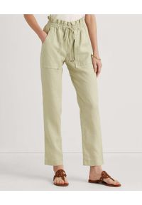 Lauren Ralph Lauren - LAUREN BY RALPH LAUREN - Beżowe lniane spodnie. Stan: podwyższony. Kolor: beżowy. Materiał: len