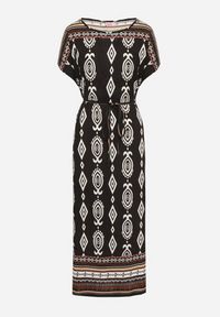 Born2be - Czarna Pudełkowa Sukienka z Wiskozy w Etniczny Wzór Mirosela. Okazja: na co dzień. Kolor: czarny. Materiał: wiskoza. Długość rękawa: krótki rękaw. Styl: klasyczny, casual, elegancki #5