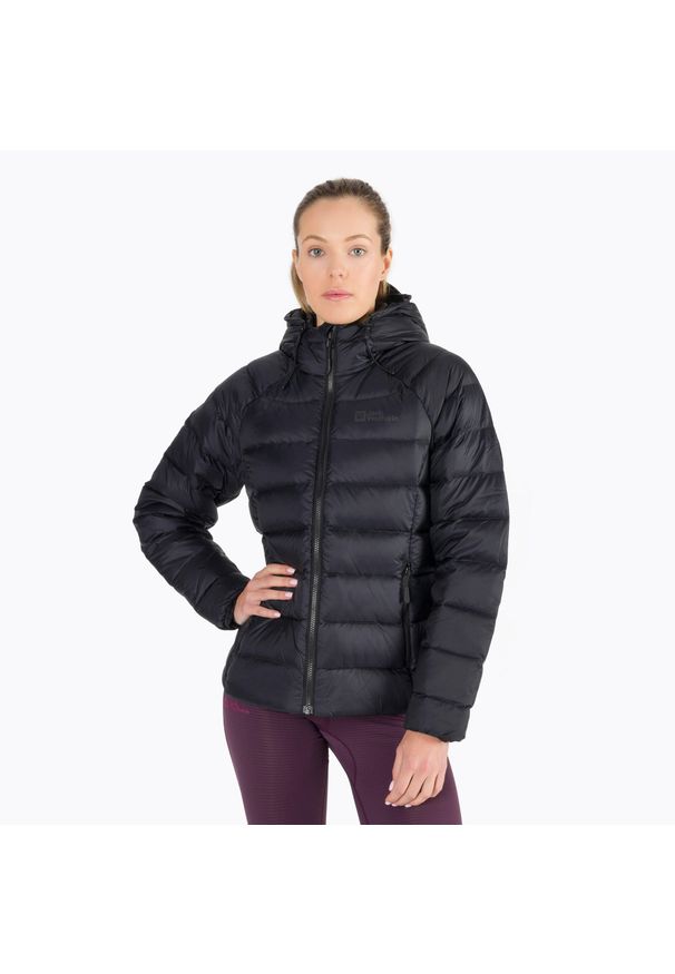 Kurtka puchowa damska Jack Wolfskin Nebelhorn Down Hoody. Kolor: czarny. Materiał: puch. Sport: turystyka piesza