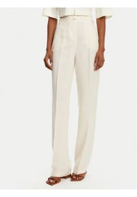 Patrizia Pepe Spodnie materiałowe 2P1659 A052 B823 Écru Regular Fit. Kolor: kremowy. Materiał: wiskoza, len #1