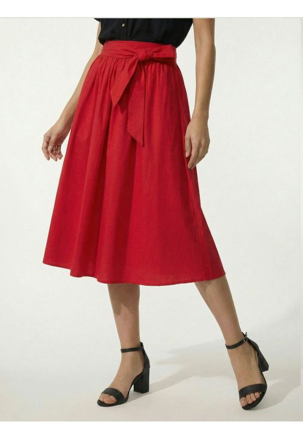 Sinsay - Spódnica midi - czerwony. Kolor: czerwony
