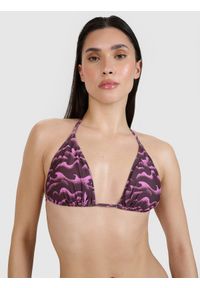 4f - 4F Góra od bikini damska - fioletowa XL. Kolor: fioletowy. Materiał: materiał, włókno, syntetyk, elastan