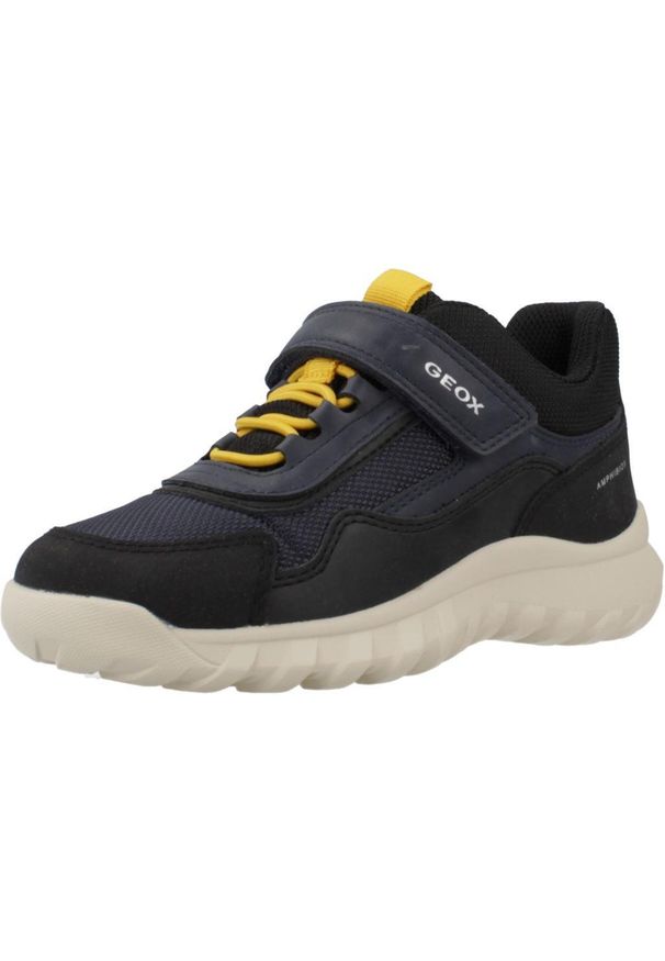 Geox - Buty GEOX J SIMBYOS Niebieski. Kolor: niebieski, żółty, wielokolorowy. Materiał: syntetyk, tkanina. Sport: turystyka piesza