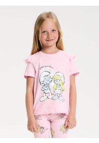 Sinsay - Koszulka z nadrukiem The Smurfs - różowy. Kolor: różowy. Wzór: nadruk #1