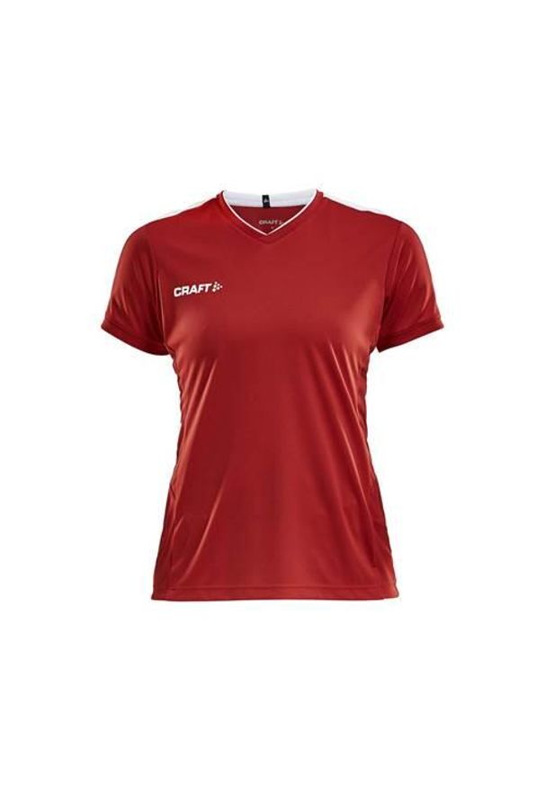 Koszulka sportowa damska Craft 19056221430. Kolor: czerwony. Materiał: poliester. Długość rękawa: krótki rękaw. Długość: krótkie