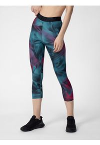 4f - Legginsy treningowe 7/8 damskie. Kolor: wielokolorowy. Materiał: elastan, dzianina, materiał, guma