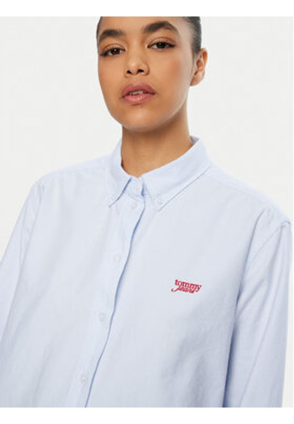 Tommy Jeans Koszula DW0DW19358 Błękitny Relaxed Fit. Kolor: niebieski. Materiał: bawełna