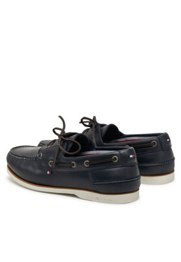 TOMMY HILFIGER - Tommy Hilfiger Półbuty Th Boat Shoe Core Lth FM0FM05569 Granatowy. Kolor: niebieski. Materiał: skóra
