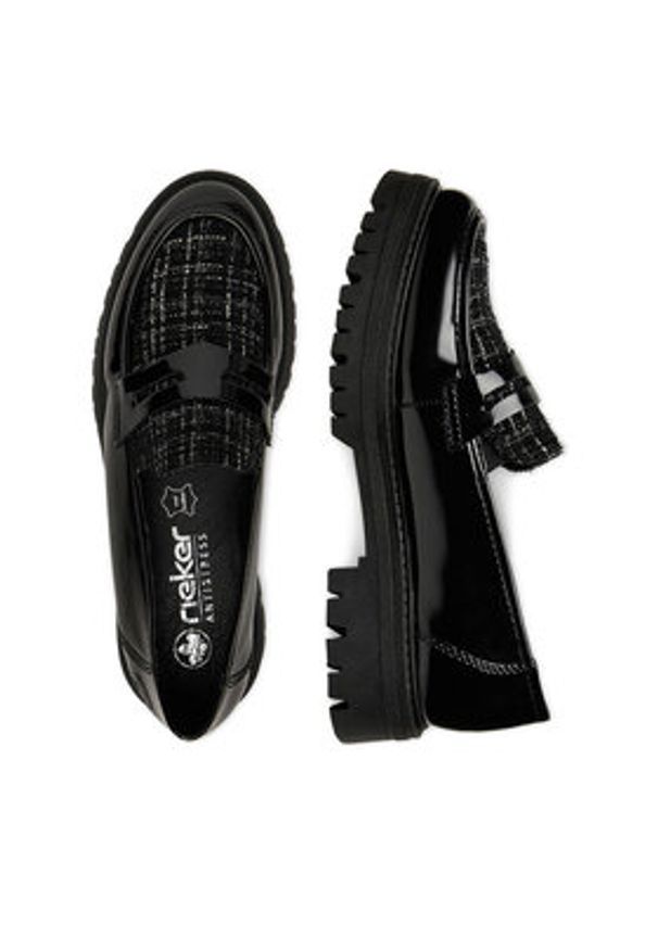 Rieker Loafersy 47550-00 Czarny. Kolor: czarny. Materiał: materiał, syntetyk