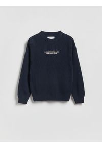 Reserved - Strukturalny sweter z bawełną - granatowy. Kolor: niebieski. Materiał: bawełna #1