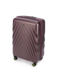 Wittchen - Duża walizka z polikarbonu w ukośny wzór. Kolor: fioletowy. Materiał: guma #6