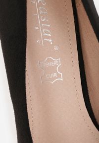 Born2be - Czarne Czółenka na Wysokim Słupku ze Skórzaną Wkładką Nisho. Nosek buta: szpiczasty. Zapięcie: bez zapięcia. Kolor: czarny. Materiał: skóra. Obcas: na słupku. Styl: elegancki #4