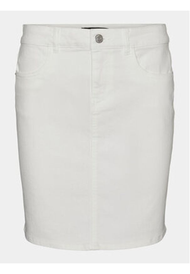 Vero Moda Spódnica jeansowa Luna 10279491 Biały Regular Fit. Kolor: biały. Materiał: bawełna